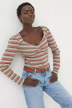 Топ Fatface Carly с полосатым узором Fat Face, зеленый