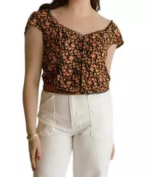 Топ Faye Printed Top черного цвета Free People