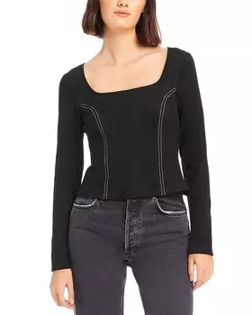 Топ FIFTEEN TWENTY из искусственной замши с прострочкой, черный