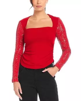 Топ FIFTEEN TWENTY из кади с контрастными пайетками, красный