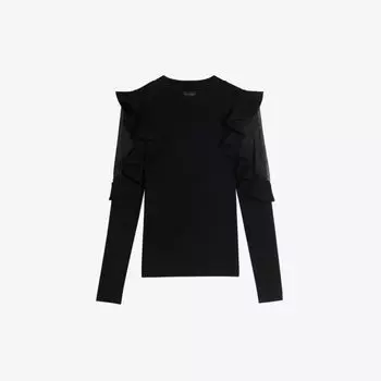 Топ Floraas с открытыми плечами и оборками на рукавах эластичной вязки Ted Baker, черный