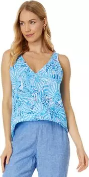 Топ Florin Sleeveless Linen Top Lilly Pulitzer, цвет Amalfi Blue By The Seashore