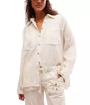 Топ Free People Cardiff с длинными рукавами и пуговицами спереди, белый