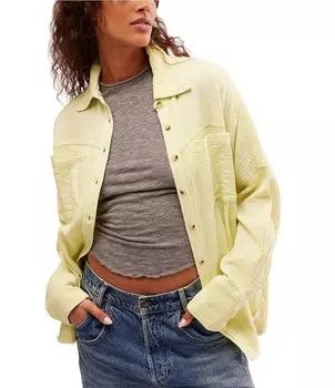 Топ Free People Cardiff с длинными рукавами и пуговицами спереди, желтый