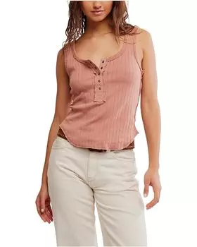 Топ Free People Care Bryson Henley Tank, цвет Tawny Birch