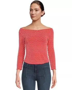 Топ Free People Gia Eyelet Top, цвет Red Combo