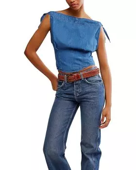 Топ Free People Louie Indigo Top, цвет Dark Medium Wash
