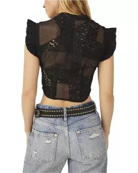 Топ Free People Rose Garden Lace Top, черный