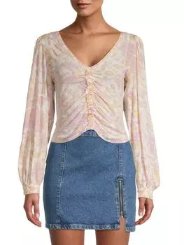 Топ Free People с рюшами и цветочным принтом, ivory combo