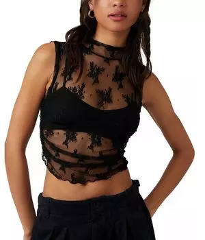 Топ Free People Solid Nice Try Muscle Tank, черный