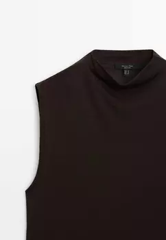 Топ FUNNEL NECK Massimo Dutti, темно-коричневый