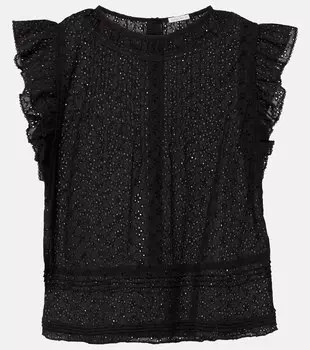 Топ Galia с рюшами Poupette St Barth, черный