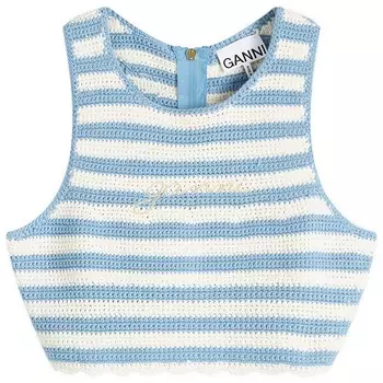 Топ Ganni Crochet Racerback Top, цвет Glacier Lake