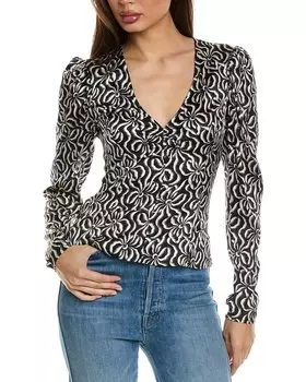 Топ GANNI из эластичного атласа и смесового шелка, черный