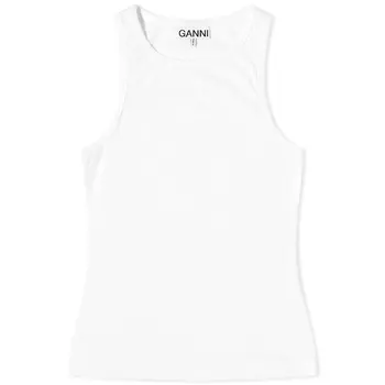 Топ Ganni Soft Cotton Rib Tank, ярко-белый