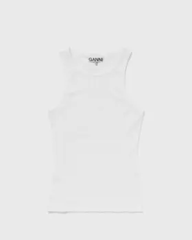 Топ Ganni Soft Cotton Rib Tank Top, ярко-белый