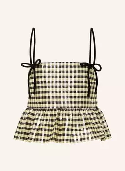 Топ GANNI, светло-желтый/черный