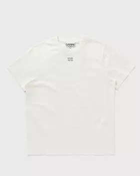 Топ Ganni White Basic Jersey Rhinestone Relaxed T-Shirt, цвет egret
