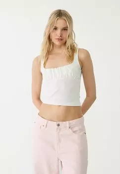 Топ GATHERED STRAPPY Stradivarius, белый