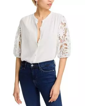 Топ Gia с кружевными рукавами Ramy Brook, слоновая кость/кремовый