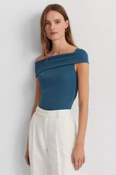 Топ Gianna из эластичного трикотажа с рукавами с открытыми плечами Lauren Ralph Lauren, синий