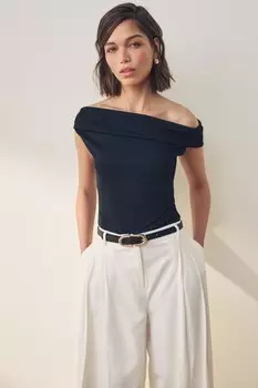 Топ Gianna из эластичного трикотажа с рукавами с открытыми плечами Lauren Ralph Lauren, черный