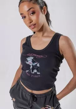 Топ Good Pussy Cropped Ed Hardy, цвет charcoal