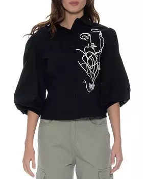 Топ Gracia с вышивкой, черный