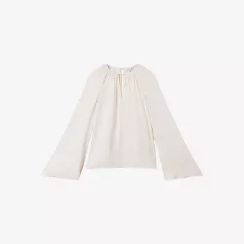 Топ gracie из эластичной ткани с рукавами-фонариками Reiss, белый