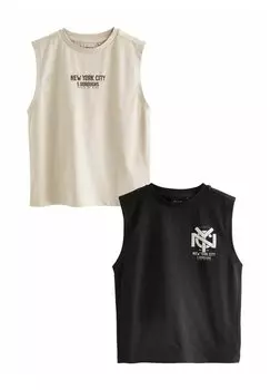Топ GRAPHIC TANK 2 PACK-REGULAR FIT Next, цвет black ecru