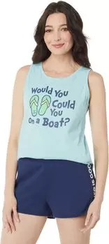Топ Green Eggs Would You Flip Flops High-Low Crusher Tank Life is Good, цвет Beach Blue