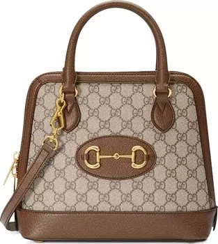Топ Gucci 1995 Horsebit Small Top Handle Bag Beige/Brown Sugar, бежевый