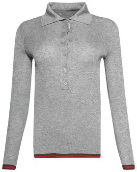 Топ Gucci Extra Fine Rib Cashmere Knit Top 'Shiny Grey', серый