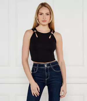 Топ Guess Jeans Zama Cropped Fit, черный