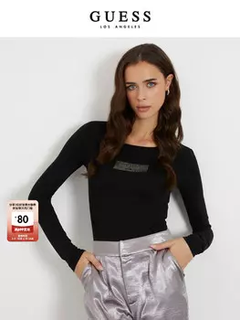 Топ Guess с длинными рукавами, черный