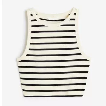 Топ H&M Crop Tank, кремовый/чёрный