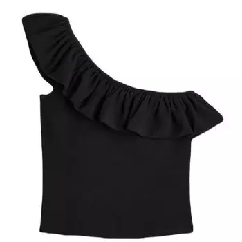Топ H&amp;M Flounced One-shoulder, черный
