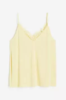 Топ H&amp;M Lace-trimmed Camisole, чёрный