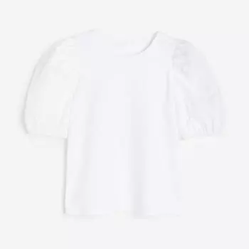Топ H&M Puff-sleeved, белый