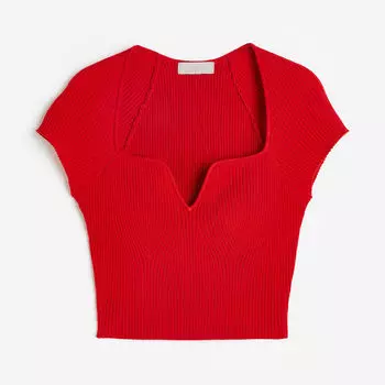 Топ H&M Rib-knit, красный