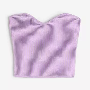 Топ H&M Rib-knit Tube, светло-фиолетовый