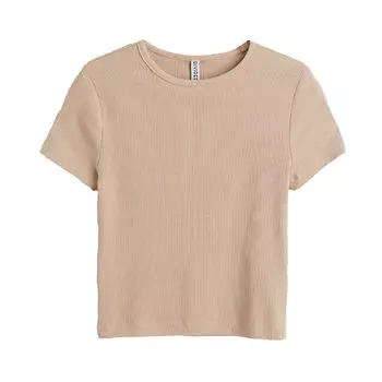 Топ H&M Ribbed Crop, бежевый