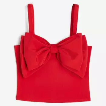 Топ H&M Bow-detail Jersey, красный