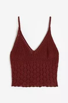 Топ H&M Crochet-look, темно-красный