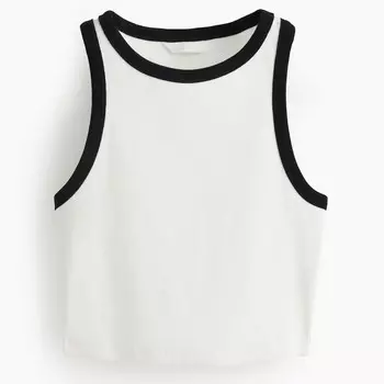 Топ H&M Crop Tank, белый/черный
