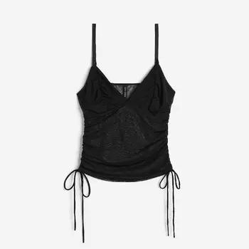Топ H&M Drawstring-detail Mesh, черный