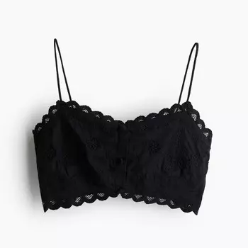 Топ H&M Embroidered Bralette, черный