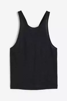 Топ H&M Linen-blend Tank, черный