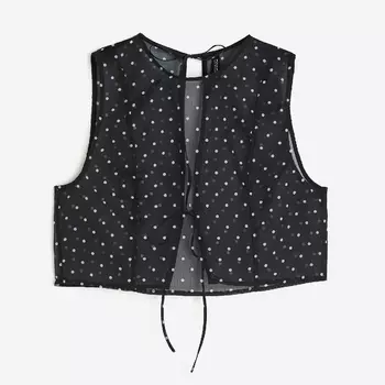 Топ H&M Organza Sleeveless With Open Back, черный