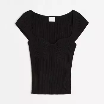 Топ H&M Rib-knit, черный